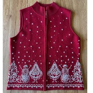 Talbots Vtg Merino Wool Winter Pattern Sweater Vest Size Medium